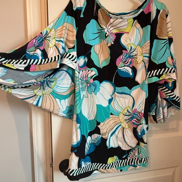 TRINA TURK SINTRA FLORA SWIMSUIT COVER-UP TUNIC MINI DRESS SMALL - Picture 9 of 13